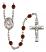 Saint Peter Claver Engravable Rosary with Garnet Beads