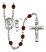 Saint Christopher and Tennis Rosary with Garnet Beads