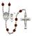 Saint Christopher and Lacrosse Rosary with Garnet Beads