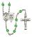 Saint Christopher and Navy Rosary with Peridot Beads