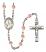 Saint Finnian of Clonard Engravable Rosary with Pink Beads