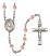 Saint Peter Claver Engravable Rosary with Pink Beads