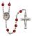 San Judas Engravable Rosary with Ruby Beads