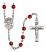 Angel de la Guardia Engravable Rosary with Ruby Beads