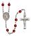 San Martin Caballero Engravable Rosary with Ruby Beads