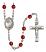 Footprints and Cross Engravable Rosary with Ruby Beads