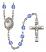 Footprints and Cross Engravable Rosary with Sapphire Beads