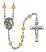 Our Lady of Assumption Engravable Rosary with Topaz Beads