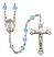 Saint Barbara Engravable Rosary with Aqua Beads