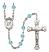 Saint Edward the Confessor Engravable Rosary with Aqua Beads