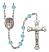 San Judas Engravable Rosary with Aqua Beads