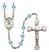 Saint Louise de Marillac Engravable Rosary with Aqua Beads