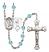 Saint Rita and Baseball Rosary with Aqua Beads