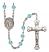 San Martin Caballero Engravable Rosary with Aqua Beads