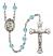 Saint Isaac Jogues Engravable Rosary with Aqua Beads