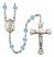 Saint Victor of Marseilles Engravable Rosary with Aqua Beads