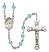 Our Lady of Good Counsel Engravable Rosary with Aqua Beads