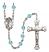 Saint Rocco Engravable Rosary with Aqua Beads