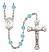 Saint Columbkille Engravable Rosary with Aqua Beads