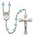 Saint Damien of Molokai Engravable Rosary with Aqua Beads