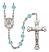 Our Lady Rosa Mystica Engravable Rosary with Aqua Beads