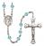 Saint Theodore Stratelates Engravable Rosary with Aqua Beads