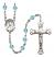 Saint Andre Bessette Engravable Rosary with Aqua Beads