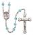 Saint Fabian Engravable Rosary with Aqua Beads