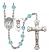 Saint Christopher and Lacrosse Rosary with Aqua Beads