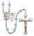 Saint Sebastian and Baseball Rosary with Aqua Beads