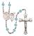 Saint Sebastian and Gymnastics Rosary with Aqua Beads