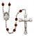 Saint Frances Cabrini Engravable Rosary with Garnet Beads