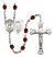 Saint Christopher and Nat'l Guard Rosary with Garnet Beads