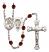 Saint Joan of Arc and Nat'l Guard Rosary with Garnet Beads