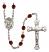 San Miguel Arcangel Engravable Rosary with Garnet Beads