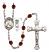 Saint Christopher and Baseball Rosary with Garnet Beads