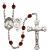 Saint Sebastian and Baseball Rosary with Garnet Beads