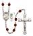 Saint Christopher and Skiing Rosary with Garnet Beads