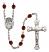 Holy Family Engravable Rosary with Garnet Beads