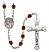 Virgen del Lourdes Engravable Rosary with Garnet Beads