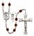 Saint Christopher and Tennis Rosary with Garnet Beads