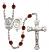 Saint Sebastian and Baseball Rosary with Garnet Beads