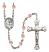 Guardian Angel with Children Engravable Rosary with Pink Beads