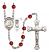 Saint Christopher and Skiing Rosary with Ruby Beads