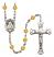 Saint Frances Cabrini Engravable Rosary with Topaz Beads