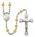 Saint Charles Borromeo Engravable Rosary with Topaz Beads