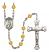 Saint Peregrine Laziosi Engravable Rosary with Topaz Beads