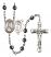 Saint Sebastian and Softball Rosary with 6mm Hematite Beads