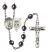 Guardian Angel and Navy Rosary with Hematite Beads