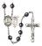 Saint Sebastian and Skiing Rosary with Hematite Beads